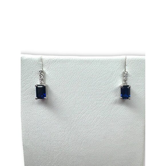 Vera Wang Love Sterling Silver Sapphire & White Sapphire Earrings - Picture 8 of 8